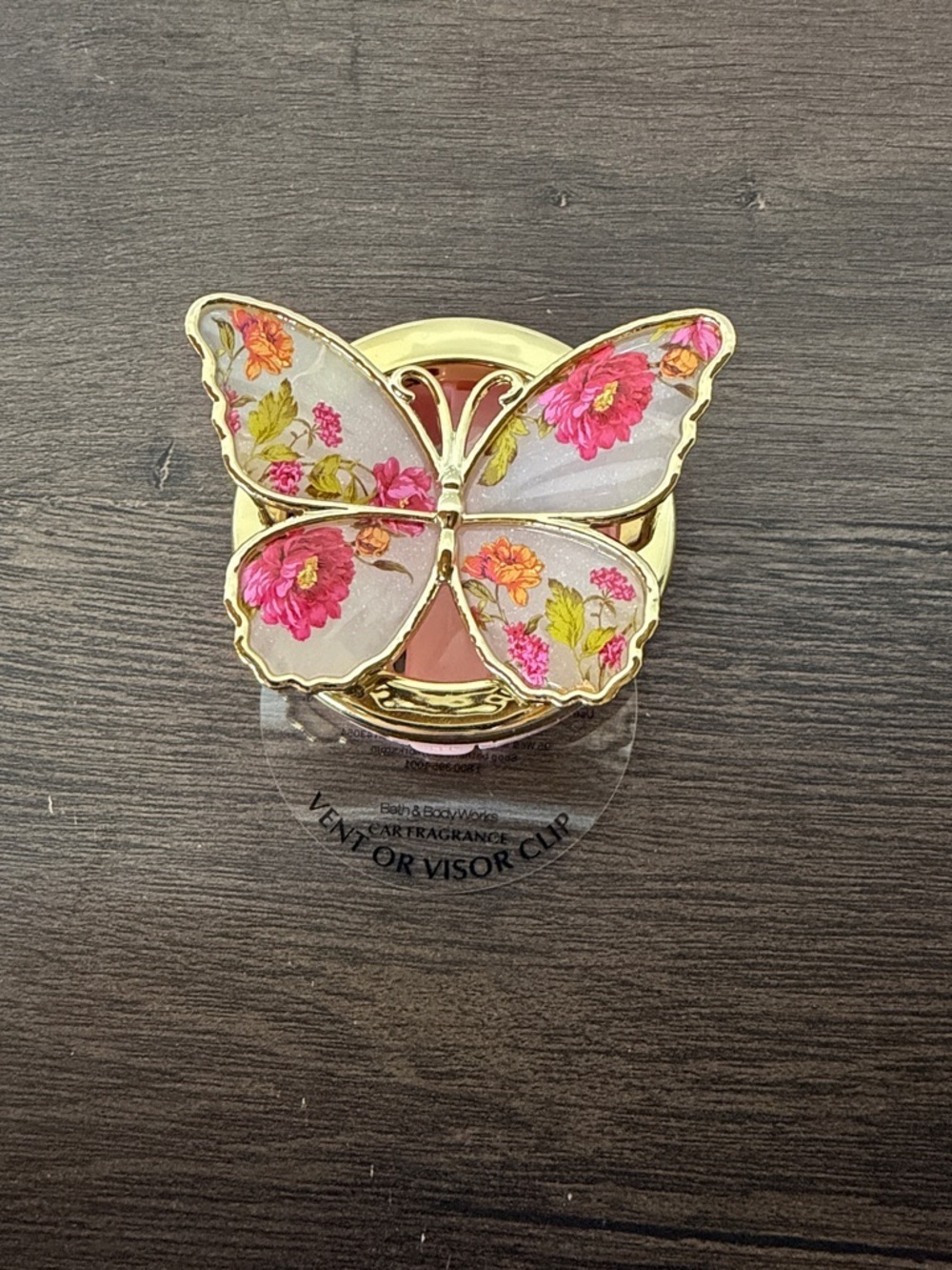 Bath & Body Works Pink Floral Butterfly Vent/Visor Clip